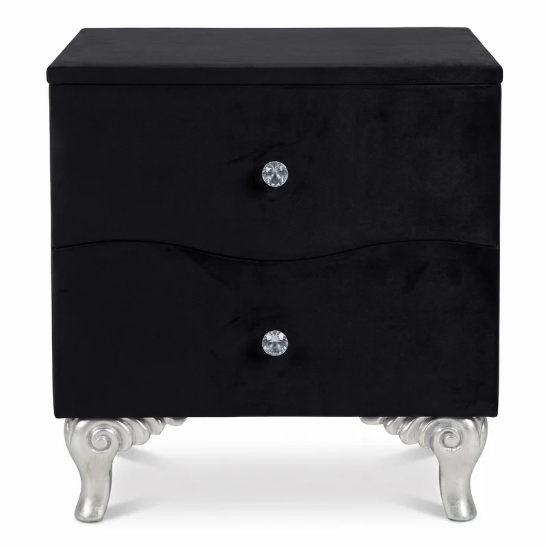Casa Padrino Barock Nachtkommode mit 2 Schubladen Schwarz / Silber - Barockstil Nachttisch - Barock Möbel - Schlafzimmer Möbel im Barockstil - Edel & Prunkvoll