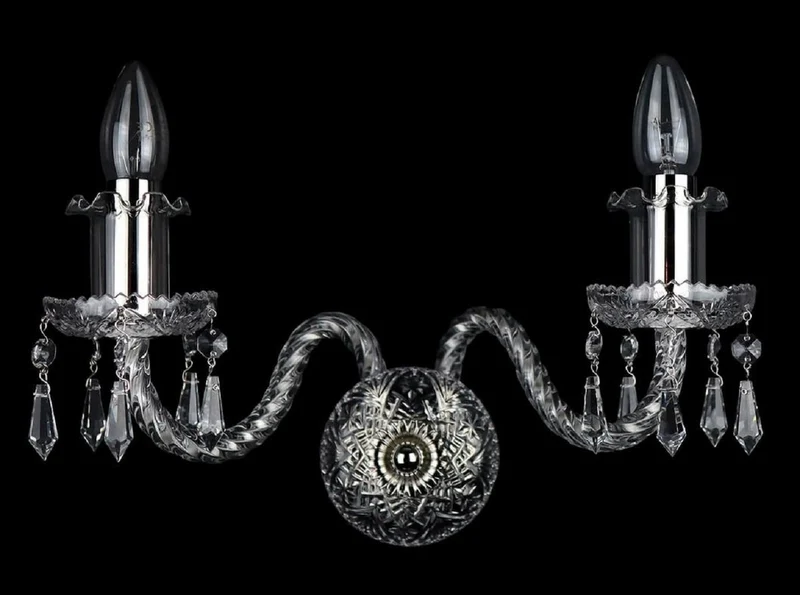 Casa Padrino Luxus Barock Doppel Wandleuchte Silber 30 x 18 x H. 20 cm - Barockstil Wandlampe mit Kristall Behängen - Barock Leuchten - Edel & Prunkvoll