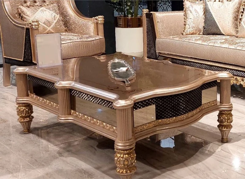 Casa Padrino Luxus Barock Couchtisch Grau / Schwarz / Gold - Handgefertigter Massivholz Wohnzimmertisch im Barockstil - Wohnzimmer Möbel im Barockstil - Barock Möbel - Edel & Prunkvoll