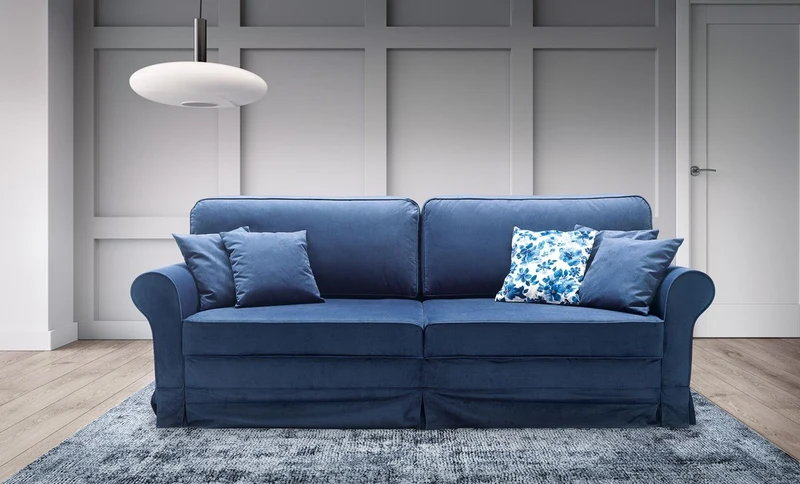 Casa Padrino Luxus Sofa Blau 239 x 110 x H. 90 cm - Wohnzimmer Sofa mit Schlaffunktion - Wohnzimmer Möbel - Luxus Möbel - Luxus Interior