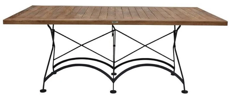 Casa Padrino Jugendstil Garten Esstisch Braun / Schwarz 180 x 80 x H. 76 cm - Klappbarer Gartentisch - Barock & Jugendstil Gastronomie & Garten Möbel
