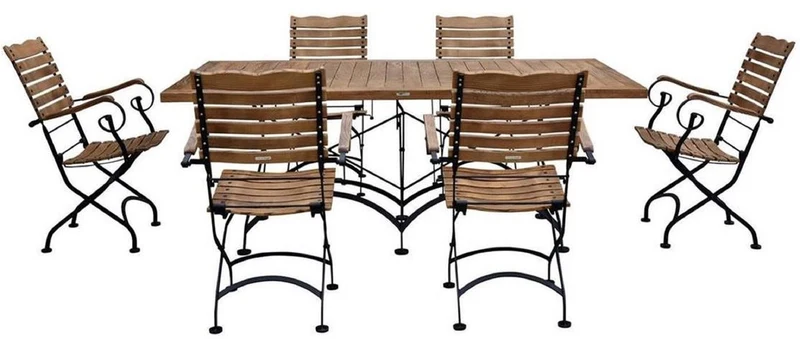 Casa Padrino Jugendstil Garten Esstisch Braun / Schwarz 180 x 80 x H. 76 cm - Klappbarer Gartentisch - Barock & Jugendstil Gastronomie & Garten Möbel