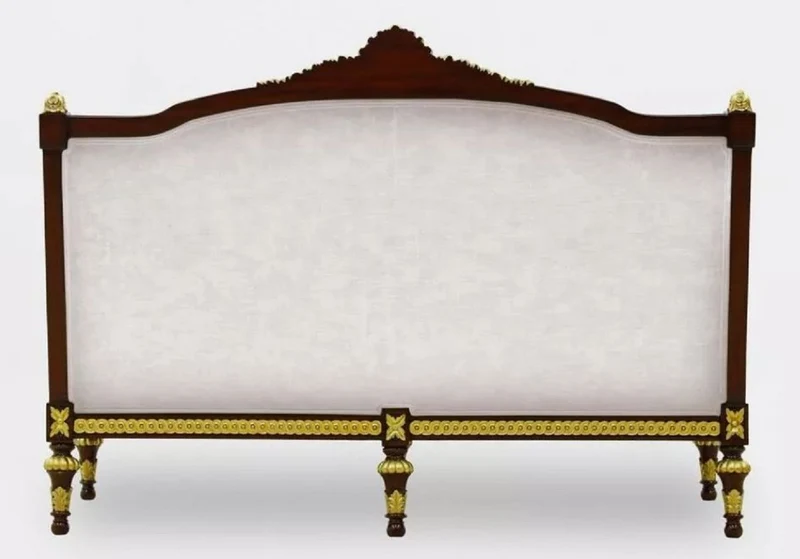 Casa Padrino Luxus Barock Wohnzimmer 2er Sofa Grau / Dunkelbraun / Gold - Handgefertigtes Barockstil Sofa - Luxus Wohnzimmer Möbel im Barockstil - Barock Möbel - Edel & Prunkvoll