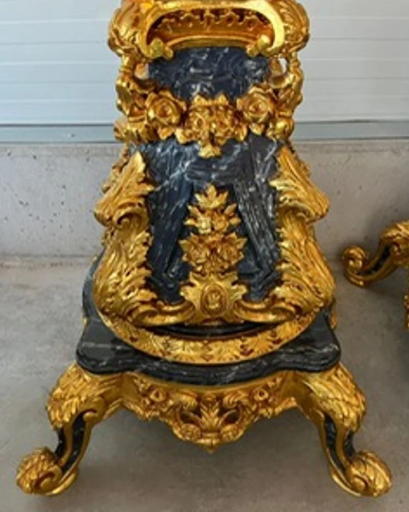 Casa Padrino Barock Deko Vasen Set Gold / Schwarz - Prunkvolle Massivholz Vasen - Barock Möbel - Barock Deko Accessoires - Edel & Prunkvoll