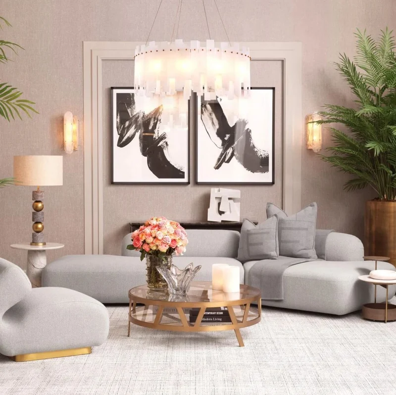 Casa Padrino Luxus Beistelltisch mit Marmorplatte Braun / Weiß / Messing 59,5 x 45 x H. 54,5 cm - Wohnzimmer Möbel - Luxus Möbel - Wohnzimmer Einrichtung - Luxus Qualität