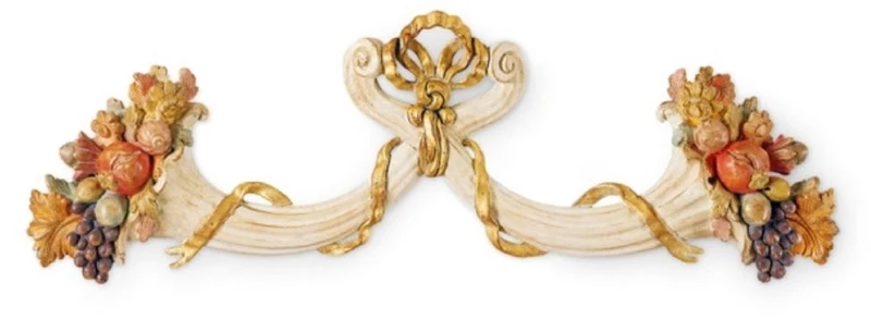Casa Padrino Luxus Barock Wandornament Cremeweiß / Mehrfarbig / Gold - Prunkvolles Massivholz Wanddeko Ornament im Barockstil - Barock Wanddeko - Barock Möbel - Luxus Qualität - Made in Italy