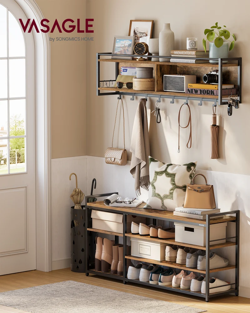 Multifunctional Hall Tree with Shoe Bench and Coat Rack - Entryway Furniture Set for Organization and Style