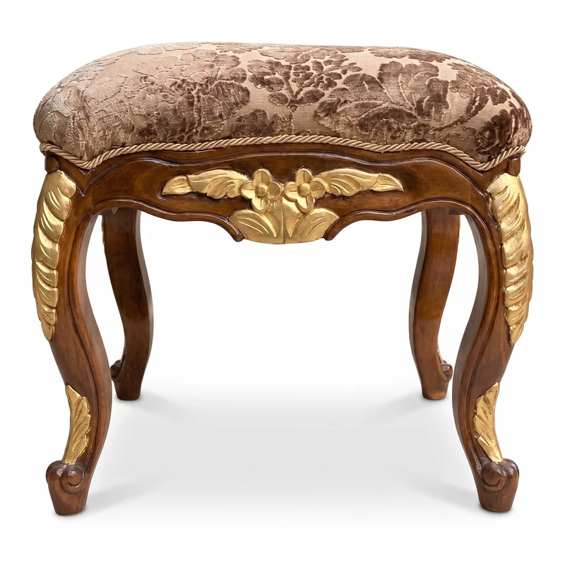 Pompöös by Casa Padrino Luxus Barock Sitzhocker Braun / Gold - Pompööser Barock Hocker designed by Harald Glööckler - Pompööse Barock Möbel