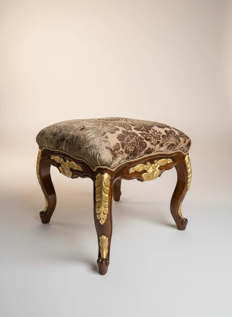 Pompöös by Casa Padrino Luxus Barock Sitzhocker Braun / Gold - Pompööser Barock Hocker designed by Harald Glööckler - Pompööse Barock Möbel