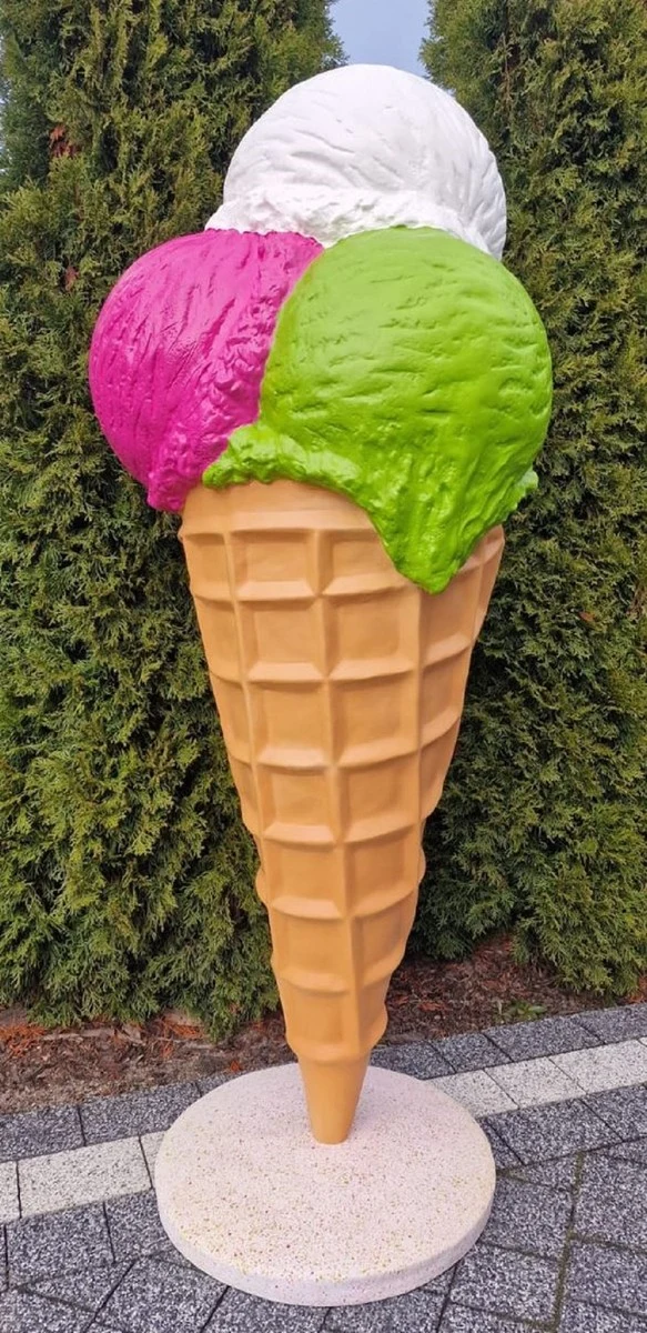 Casa Padrino Luxus Deko Eis im Hörnchen Mehrfarbig H. 185 cm - Großes Deko Eis - Wetterbeständiges XXL Deko Eis - Restaurant Dekoration - Gastronomie Dekoration - Eisdielen Dekoration