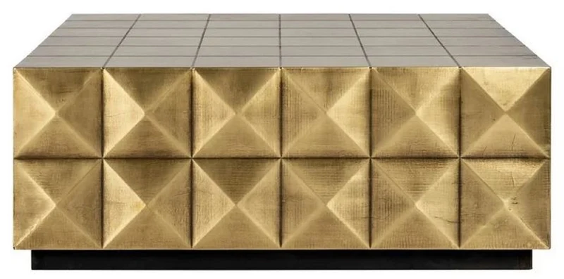 Casa Padrino Luxus Couchtisch Gold / Schwarz 90 x 90 x H. 35 cm - Quadratischer Wohnzimmertisch - Wohnzimmer Möbel - Hotel Möbel - Luxus Möbel - Luxus Einrichtung
