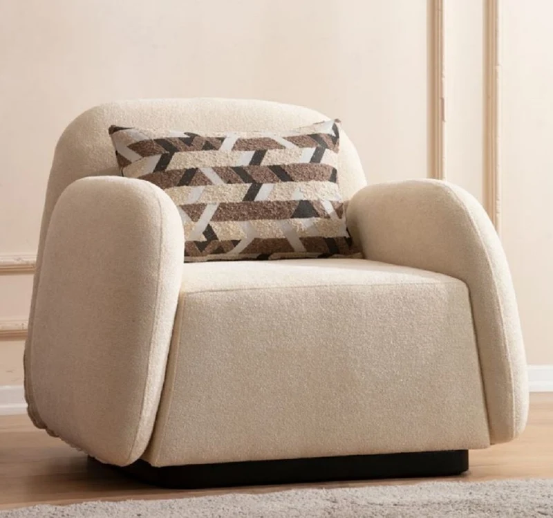 Casa Padrino Luxus Sessel Creme / Schwarz 82 x 60 x H. 77 cm - Wohnzimmer Sessel - Hotel Sessel - Wohnzimmer Möbel - Luxus Möbel - Wohnzimmer Einrichtung - Luxus Einrichtung