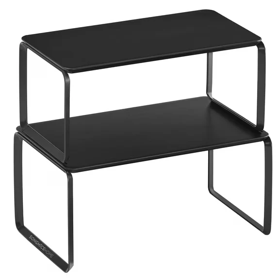 2-Pack Bamboo Cabinet Organizer Shelf, Nice-Looking Kitchen Counter Shelves, Kitchen Storage, Spice Rack, Stackable, Expandable