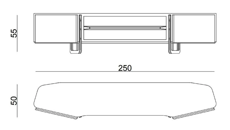 Casa Padrino Luxus TV Schrank Grau / Silber 250 x 50 x H. 55 cm - Massivholz Sideboard mit 2 Türen - Wohnzimmer Möbel - Luxus Möbel - Luxus Einrichtung