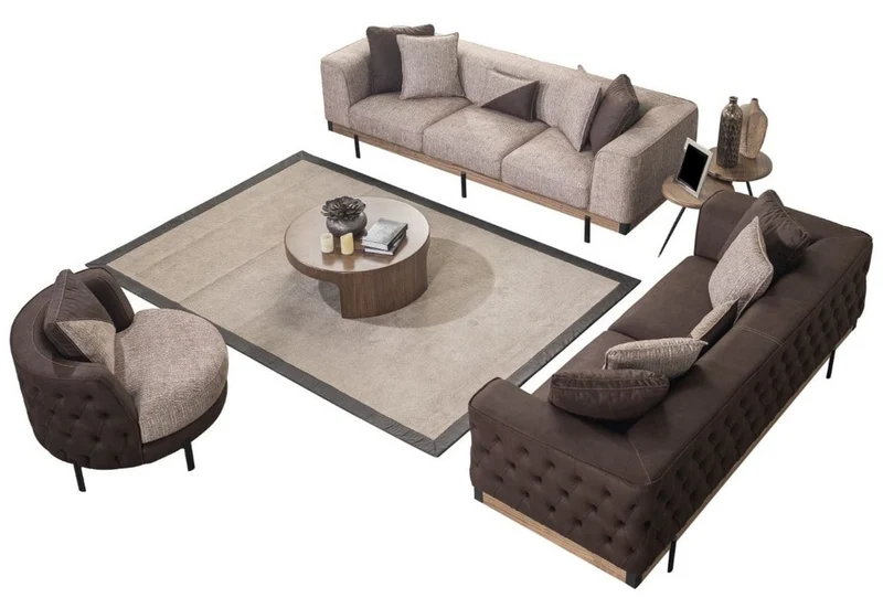 Casa Padrino Luxus Chesterfield 3er Sofa Braun / Schwarz 240 x 96 x H. 75 cm - Wohnzimmer Sofa - Hotel Sofa - Wohnzimmer Möbel - Chesterfield Möbel - Luxus Möbel - Luxus Einrichtung