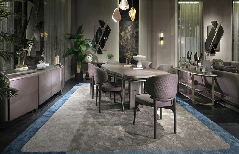 Casa Padrino Luxus Sideboard Grau / Silber 250 x 50 x H. 86 cm - Massivholz Schrank mit 4 Türen und Glasplatte - Luxus Möbel - Hotel Möbel - Luxus Einrichtung