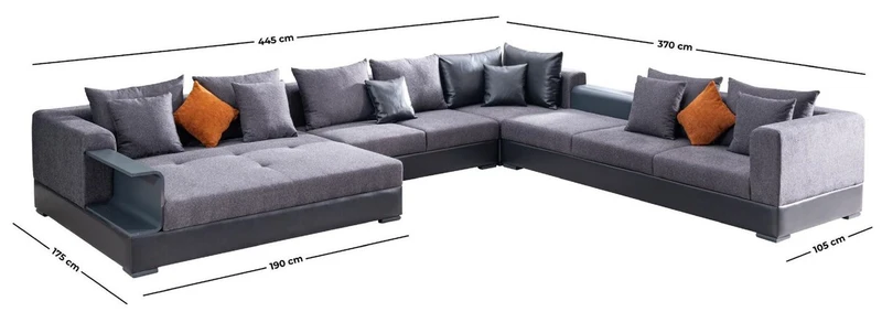 Casa Padrino Luxus Ecksofa Blau 445 x 370 cm - Wohnzimmer Sofa - Wohnzimmer Möbel - Luxus Möbel - Luxus Wohnzimmer Einrichtung