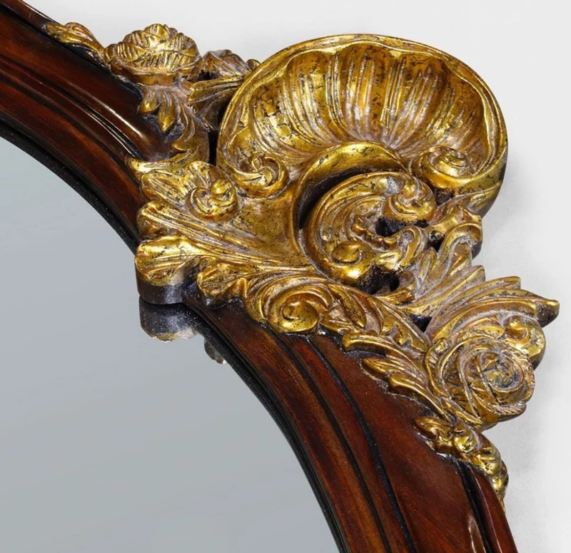 Casa Padrino Luxus Barock Spiegel Dunkelbraun / Antik Gold - Prunkvoller Wandspiegel im Barockstil - Antik Stil Garderoben Spiegel - Wohnzimmer Spiegel - Barock Deko Accessoires - Edel & Prunkvoll
