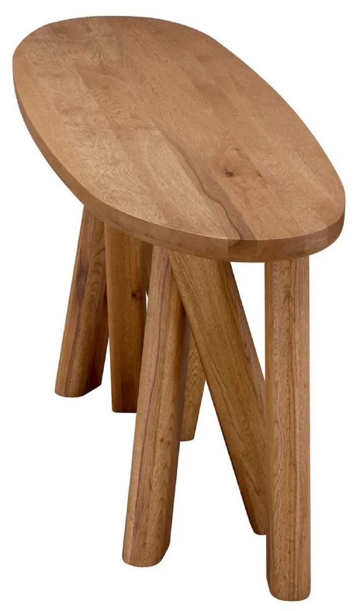 Casa Padrino Luxus Konsole Braun 160 x 54,5 x H. 76,5 cm - Ovaler Konsolentisch mit massiver Eichenholz Tischplatte - Massivholz Möbel - Luxus Möbel - Luxus Qualität
