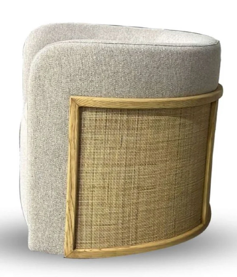 Casa Padrino Luxus Sessel Grau / Naturfarben 93 x 75 x H. 69 cm - Wohnzimmer Sessel - Hotel Sessel - Wohnzimmer Möbel - Hotel Möbel - Luxus Möbel - Wohnzimmer Einrichtung - Luxus Einrichtung