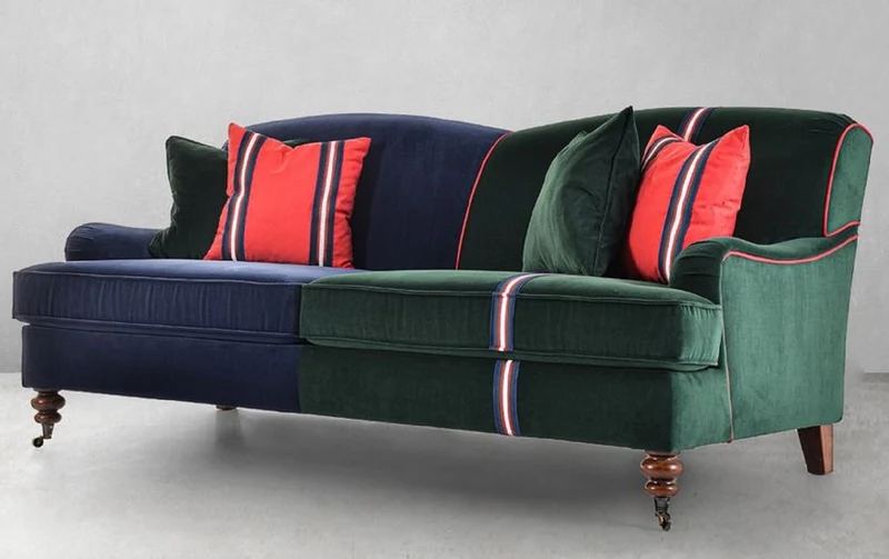 Casa Padrino Luxus Sofa Blau / Grün / Rot / Weiß / Braun 206,5 x 100 x H. 87 cm - Wohnzimmer Sofa - Hotel Sofa - Wohnzimmer Möbel - Wohnzimmer Einrichtung - Hotel Möbel - Luxus Möbel
