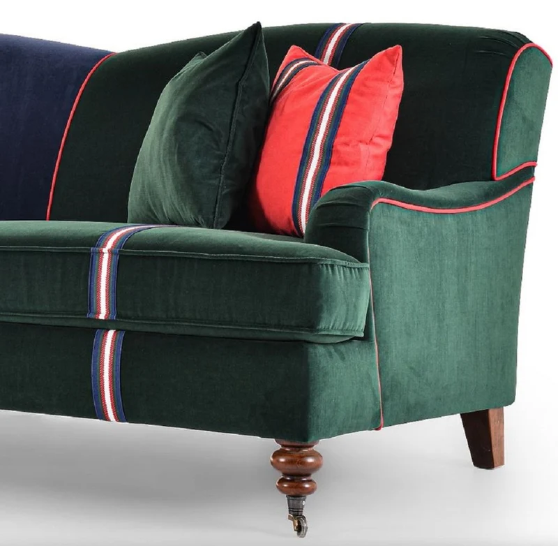 Casa Padrino Luxus Sofa Blau / Grün / Rot / Weiß / Braun 206,5 x 100 x H. 87 cm - Wohnzimmer Sofa - Hotel Sofa - Wohnzimmer Möbel - Wohnzimmer Einrichtung - Hotel Möbel - Luxus Möbel