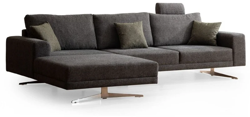 Casa Padrino Luxus Ecksofa Grau / Silber 310 x 180 x H. 70 cm - Wohnzimmer Sofa - Wohnzimmer Möbel - Luxus Möbel - Luxus Einrichtung