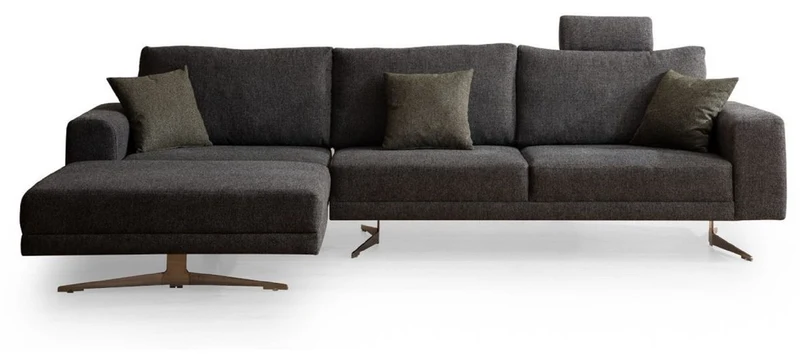Casa Padrino Luxus Ecksofa Grau / Silber 310 x 180 x H. 70 cm - Wohnzimmer Sofa - Wohnzimmer Möbel - Luxus Möbel - Luxus Einrichtung
