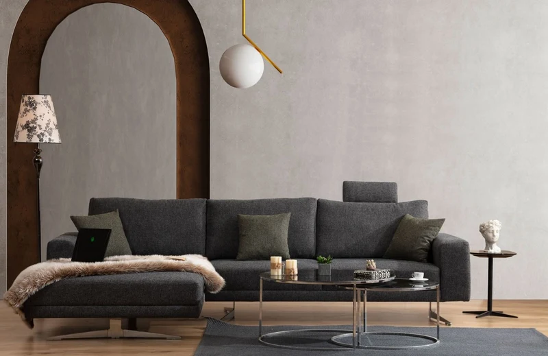 Casa Padrino Luxus Ecksofa Grau / Silber 310 x 180 x H. 70 cm - Wohnzimmer Sofa - Wohnzimmer Möbel - Luxus Möbel - Luxus Einrichtung