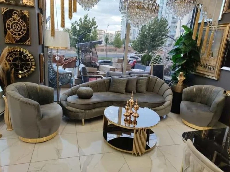 Casa Padrino Luxus Sessel Grau / Gold 75 x 70 x H. 80 cm - Wohnzimmer Sessel - Hotel Sessel - Wohnzimmer Möbel - Hotel Möbel - Luxus Möbel - Wohnzimmer Einrichtung - Luxus Einrichtung
