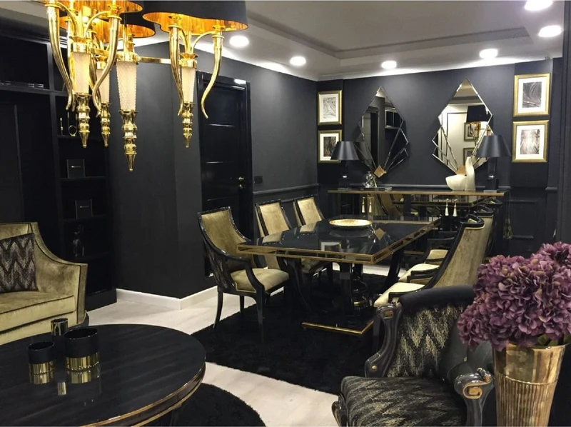 Casa Padrino Luxus Barock Esstisch Schwarz / Gold - Prunkvoller Barockstil Küchentisch - Luxus Esszimmer Möbel im Barockstil - Prunkvolle Barock Esszimmer Möbel