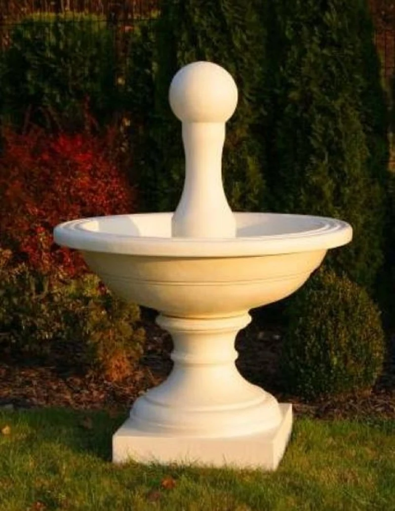 Casa Padrino Barock Springbrunnen Sandfarben Ø 102 x H. 151 cm - Prunkvoller Gartenbrunnen im Barockstil - Runder Gartendeko Stein Brunnen - Barock Garten Deko Accessoires