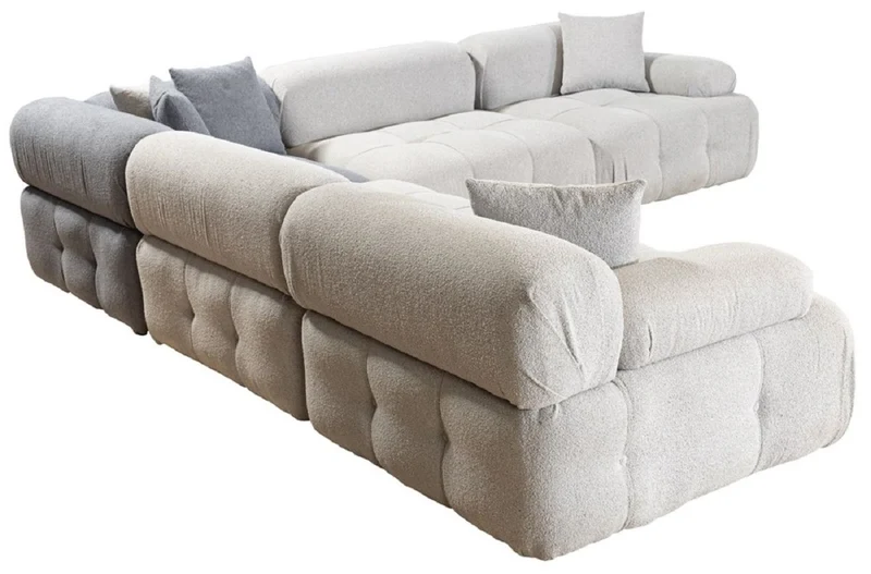Casa Padrino Luxus Wohnzimmer Ecksofa Hellgrau / Grau 295 x 295 x H. 70 cm - Modulares 5 Teiliges Sofa - Hotel Sofa - Wohnzimmer Möbel - Hotel Möbel - Luxus Möbel