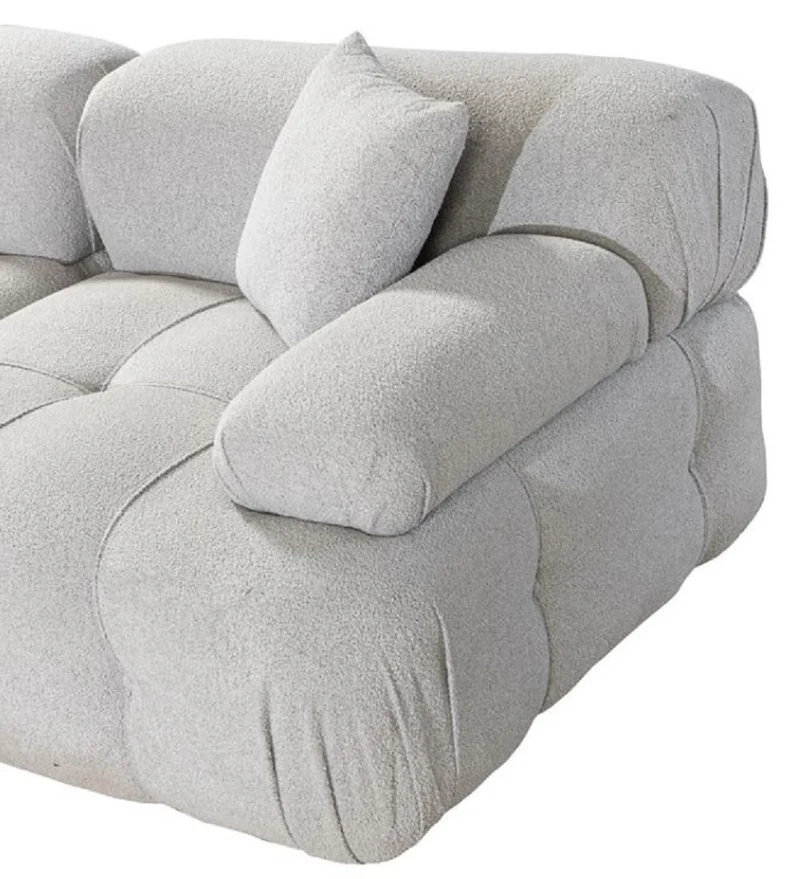 Casa Padrino Luxus Wohnzimmer Ecksofa Hellgrau / Grau 295 x 295 x H. 70 cm - Modulares 5 Teiliges Sofa - Hotel Sofa - Wohnzimmer Möbel - Hotel Möbel - Luxus Möbel
