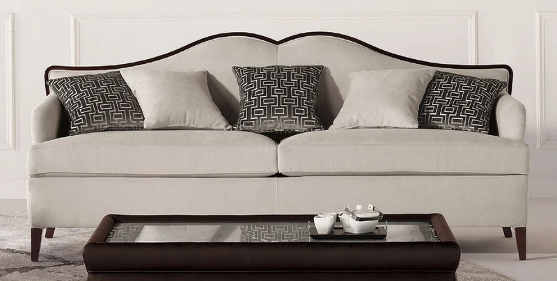 Casa Padrino Luxus Art Deco Sofa Grau / Dunkelbraun - Handgefertigtes Wohnzimmer Sofa - Wohnzimmer Möbel - Art Deco Möbel - Luxus Möbel - Luxus Qualität - Made in Italy