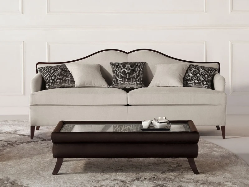 Casa Padrino Luxus Art Deco Sofa Grau / Dunkelbraun - Handgefertigtes Wohnzimmer Sofa - Wohnzimmer Möbel - Art Deco Möbel - Luxus Möbel - Luxus Qualität - Made in Italy