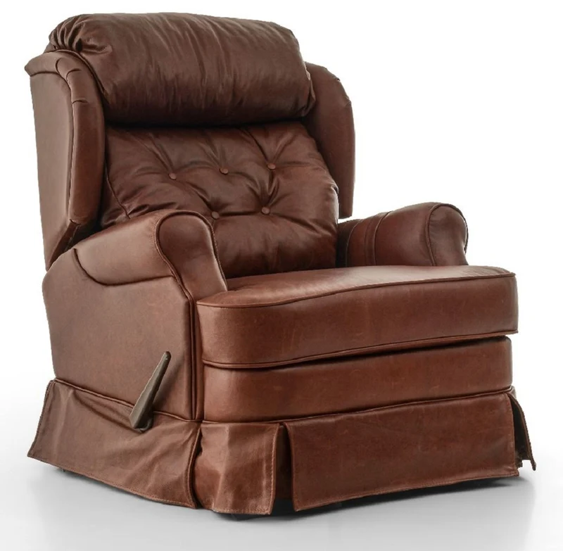 Casa Padrino Luxus Leder Sessel mit Liegefunktion Braun 85 x 100 x H. 97 cm - Echtleder Wohnzimmer Sessel - Fernsehsessel - Echtleder Möbel - Luxus Möbel