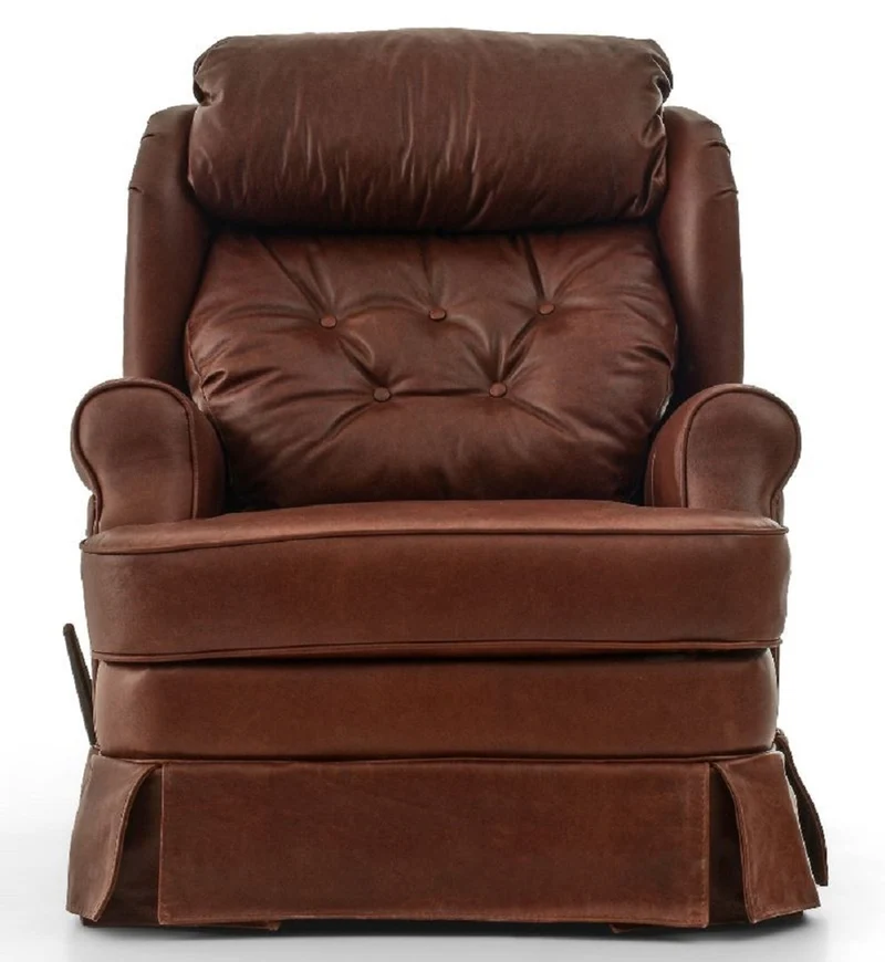 Casa Padrino Luxus Leder Sessel mit Liegefunktion Braun 85 x 100 x H. 97 cm - Echtleder Wohnzimmer Sessel - Fernsehsessel - Echtleder Möbel - Luxus Möbel