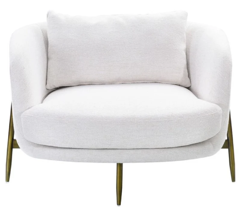 Casa Padrino Luxus Sessel Weiß / Antik Bronze 100,5 x 80 x H. 67 cm - Wohnzimmer Sessel - Hotel Sessel - Wohnzimmer Möbel - Hotel Möbel - Luxus Möbel - Luxus Einrichtung
