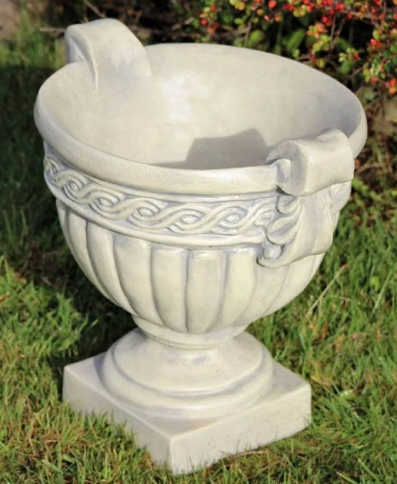 Casa Padrino Barock Garten Deko Blumentopf Grau 44 x H. 44 cm - Prunkvoller Pflanzentopf im Barockstil - Barock Garten Deko - Barock Terrassen Deko - Barock Deko Accessoires