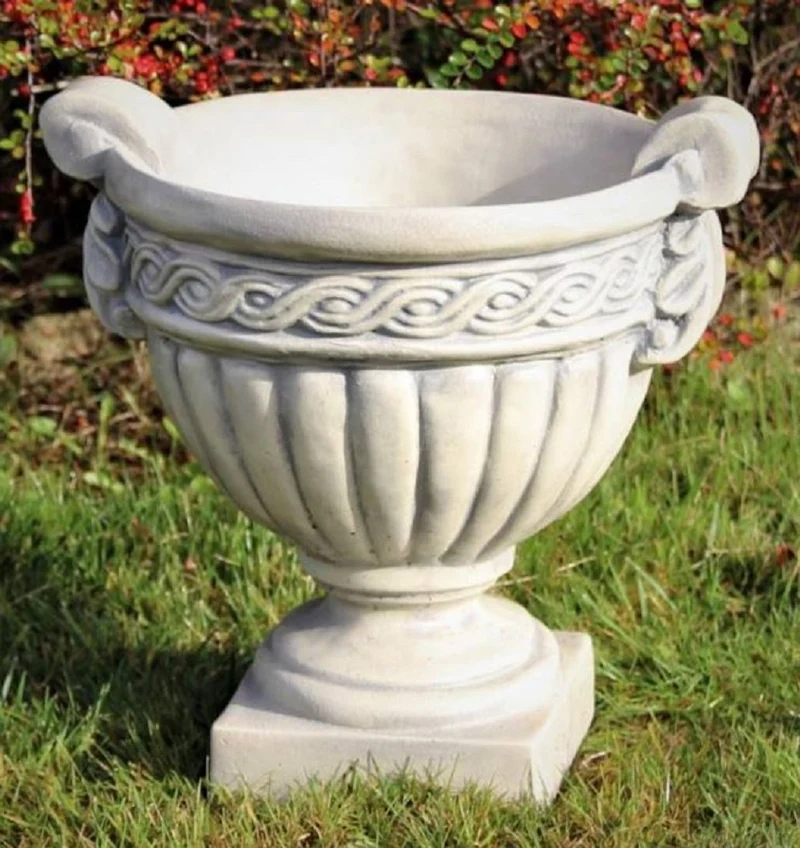 Casa Padrino Barock Garten Deko Blumentopf Grau 44 x H. 44 cm - Prunkvoller Pflanzentopf im Barockstil - Barock Garten Deko - Barock Terrassen Deko - Barock Deko Accessoires