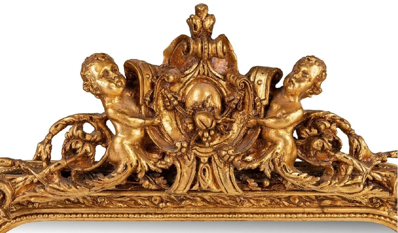Casa Padrino Barock Spiegel Gold - Barockstil Spiegel mit eleganten Verzierungen - Handgefertigter Barockstil Wandspiegel - Barock Garderoben Spiegel - Barock Möbel - Möbel Barockstil