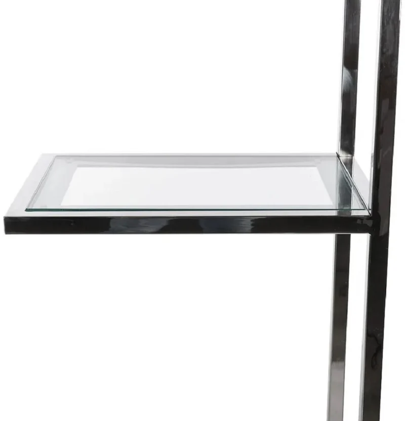 Casa Padrino Regalschrank mit Glasregalen Silber 110 x 36 x H. 220 cm - Bücherschrank - Wohnzimmer Schrank - Büro Schrank - Wohnzimmer Möbel - Büro Möbel - Luxus Möbel