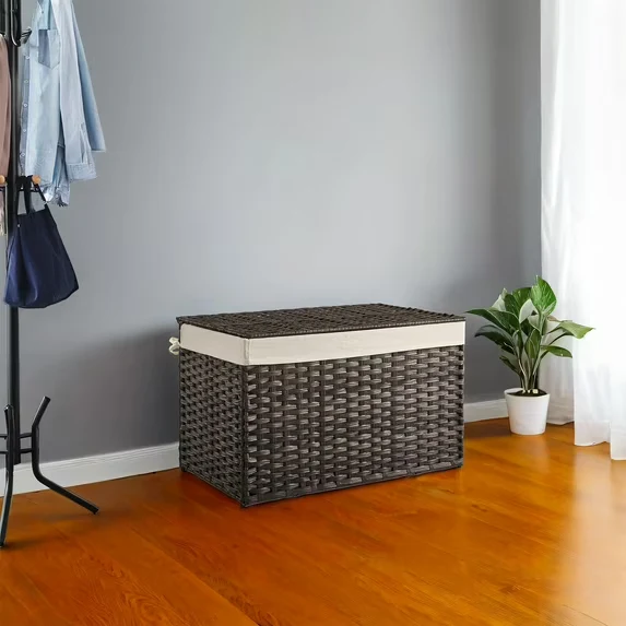 LEDREM Woven Storage Basket with Lid, 42.3 Gallon (160L) Foldable Laundry Bin, Removable Liner & Metal Frame, Handles for Easy Carry, Waterproof & Ventilated, Ideal , Brown (No ratings yet)