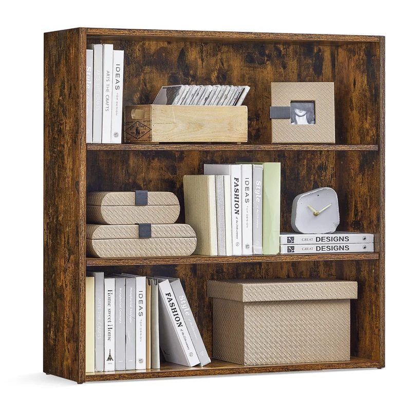 3-Tier Bookcase, Book Shelf, Open Storage Shelf, 9.4 x 31.5 x 32 Inches, for Living Room, Home Office, Dinning Room, Rustic Brown