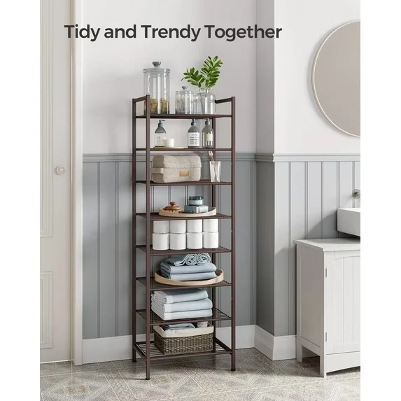 8-Tier Tall Shoe Rack, Metal Shoe Storage Organizer with Adjustable Stackable Design, 30 lb per Shelf Capacity for Closet Entryway, Bronze