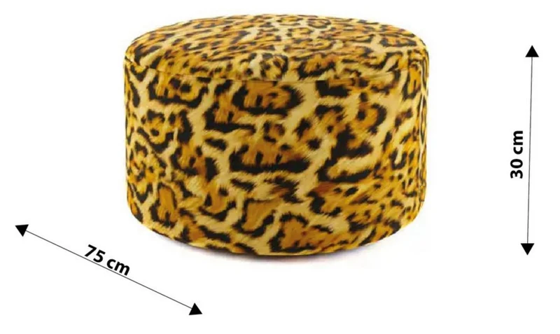 Casa Padrino Luxus Fußhocker mit Leopard Muster Ø 75 x H. 30 cm - Runder Samt Hocker - Wohnzimmer Möbel - Hotel Möbel - Luxus Möbel - Luxus Einrichtung