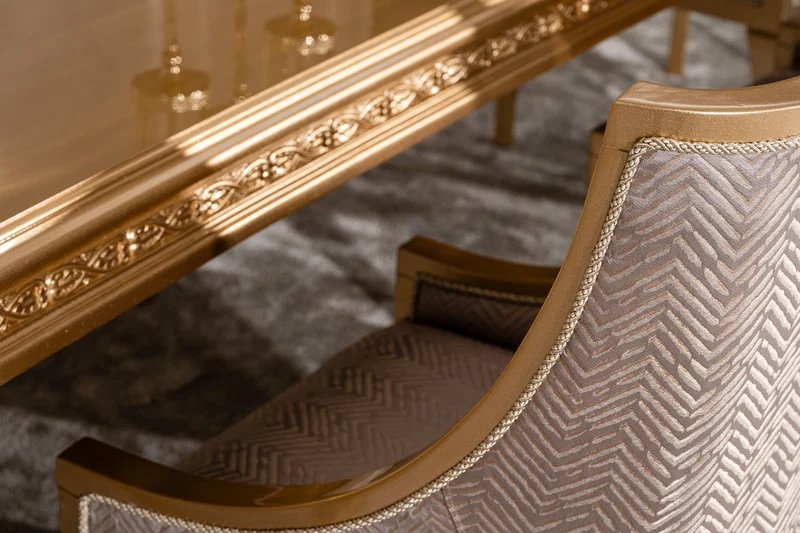 Casa Padrino Luxus Barock Esszimmer Stuhl 8er Set Grau / Gold - Barockstil Küchen Stühle - Prunkvolle Luxus Esszimmer Möbel im Barockstil - Barock Esszimmer Möbel - Edel & Prunkvoll
