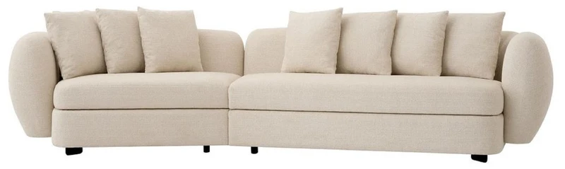 Casa Padrino Luxus Sofa Beige / Schwarz 314 x 130 x H. 68 cm - Gebogenes Wohnzimmer Sofa - Hotel Sofa - Wohnzimmer Möbel - Hotel Möbel - Luxus Möbel - Luxus Einrichtung