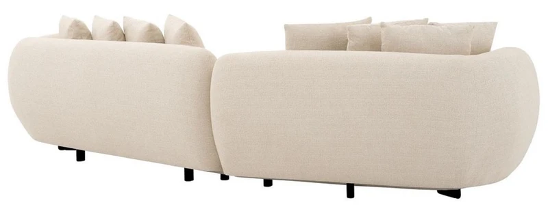 Casa Padrino Luxus Sofa Beige / Schwarz 314 x 130 x H. 68 cm - Gebogenes Wohnzimmer Sofa - Hotel Sofa - Wohnzimmer Möbel - Hotel Möbel - Luxus Möbel - Luxus Einrichtung